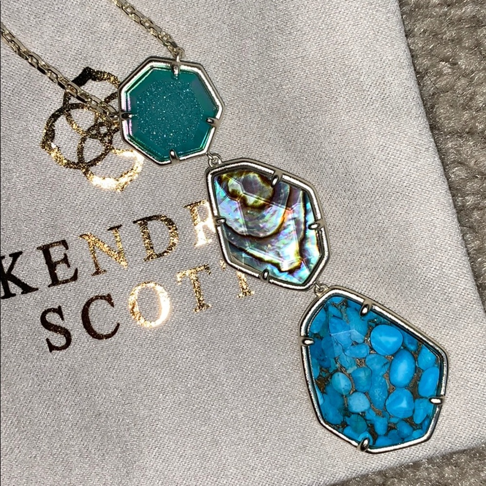 NWT Kendra Scott Blue Drusy Nina Necklace - Picture 3 of 5